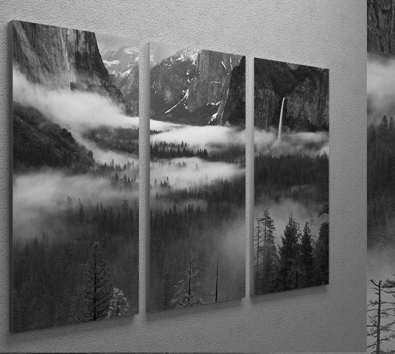Fog Floating In Yosemite Valley 3 Split Panel Canvas Print - Canvas Art Rocks - 2