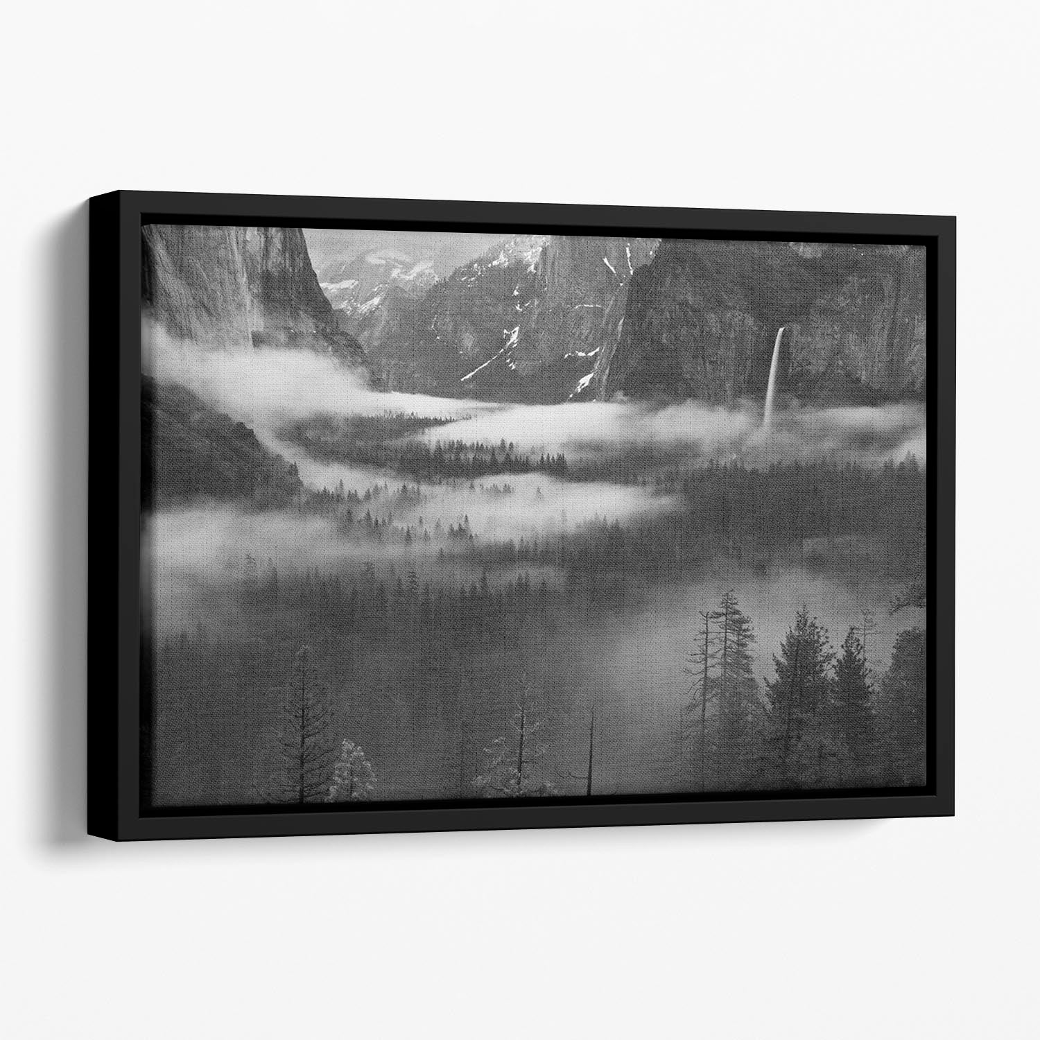 Fog Floating In Yosemite Valley Floating Framed Canvas - Canvas Art Rocks - 1