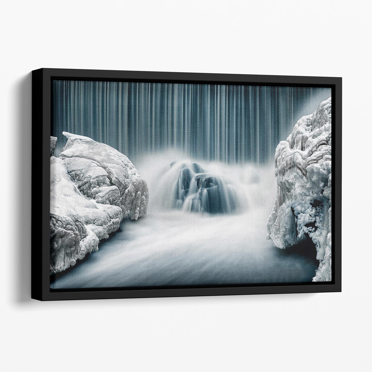 Icy Falls Floating Framed Canvas - Canvas Art Rocks - 1