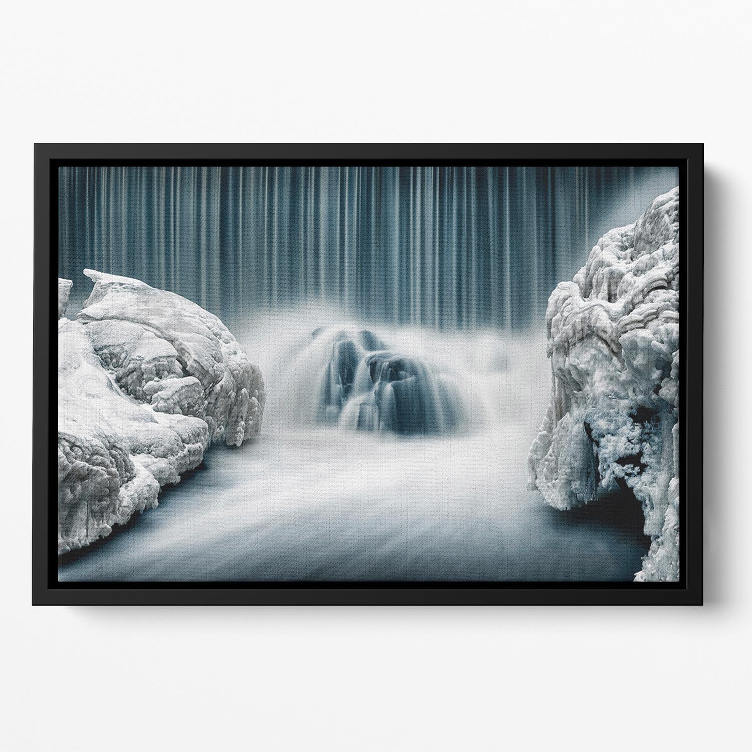 Icy Falls Floating Framed Canvas - Canvas Art Rocks - 2