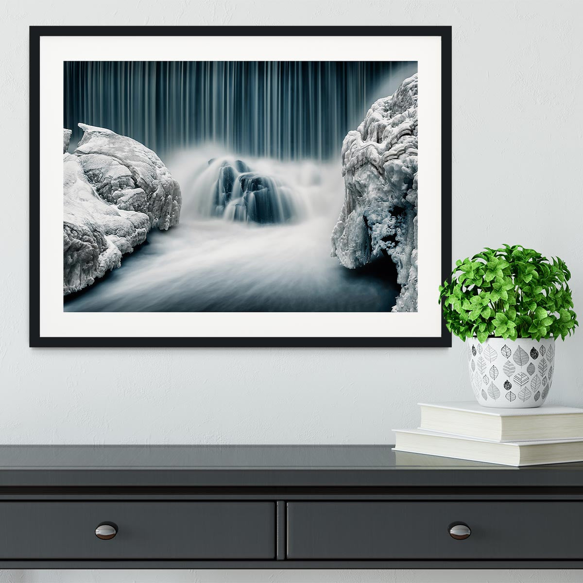 Icy Falls Framed Print - Canvas Art Rocks - 1