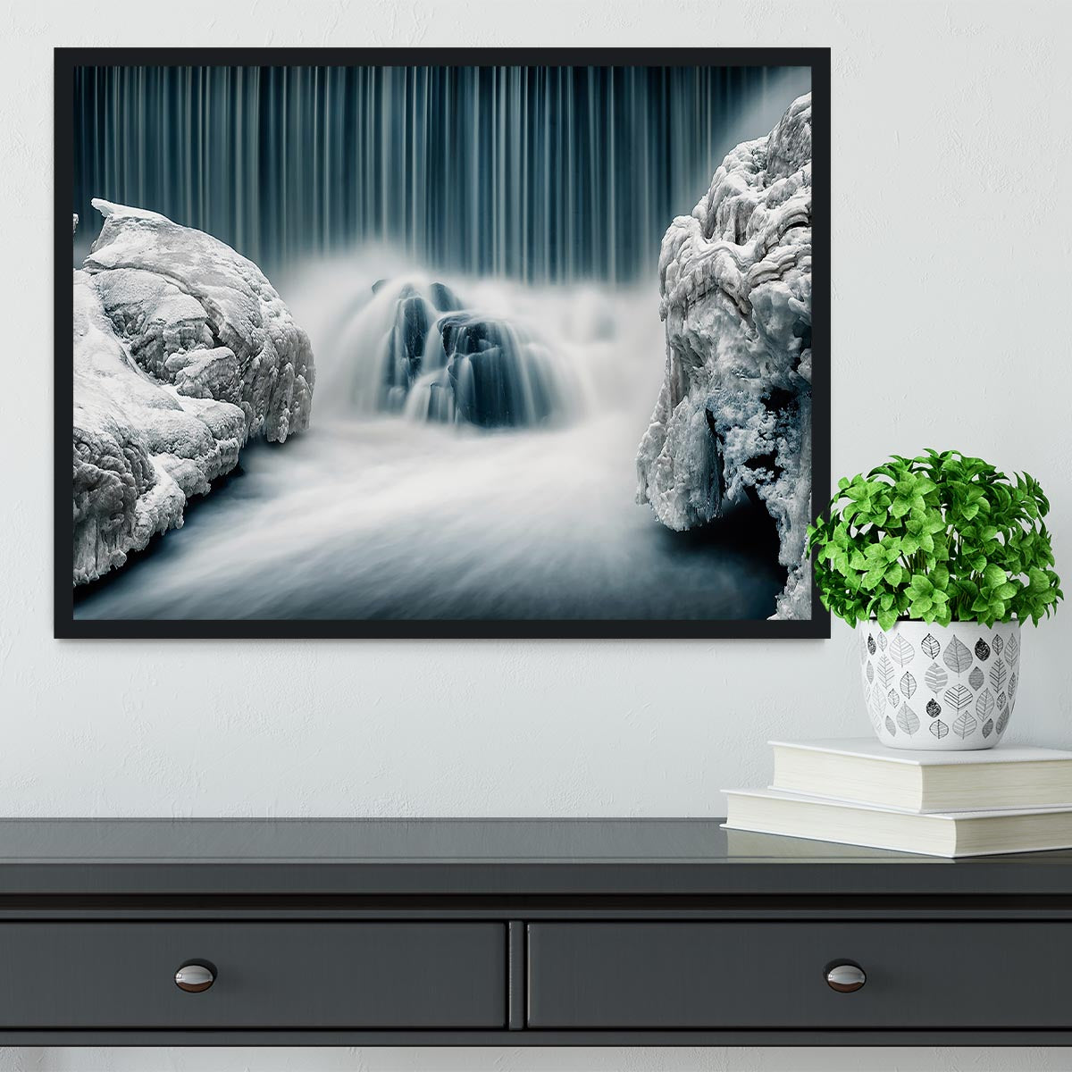 Icy Falls Framed Print - Canvas Art Rocks - 2