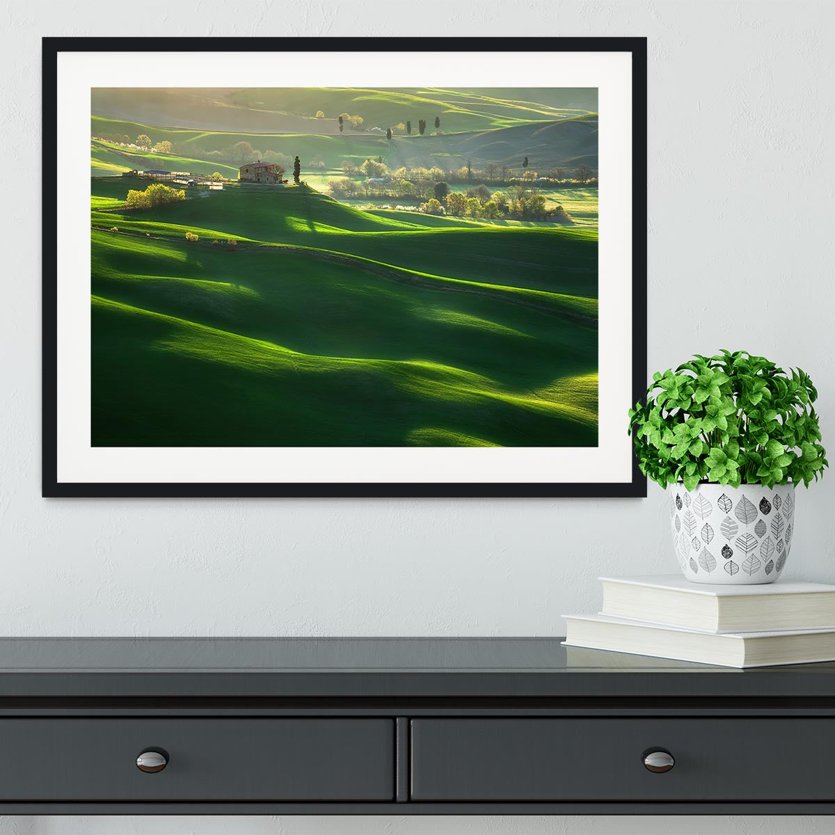 Green Waves Framed Print - Canvas Art Rocks - 1