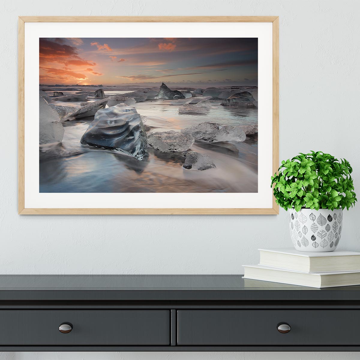 Glacial Lagoon Beach Framed Print - Canvas Art Rocks - 3