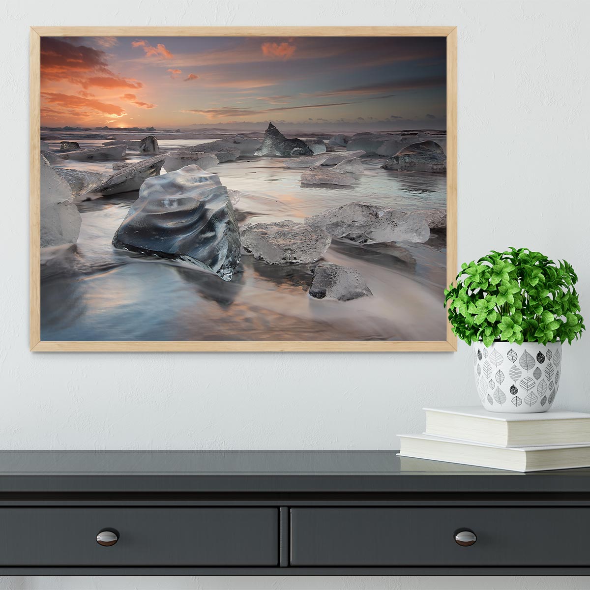 Glacial Lagoon Beach Framed Print - Canvas Art Rocks - 4