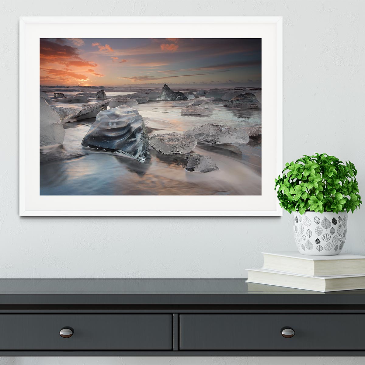 Glacial Lagoon Beach Framed Print - Canvas Art Rocks - 5