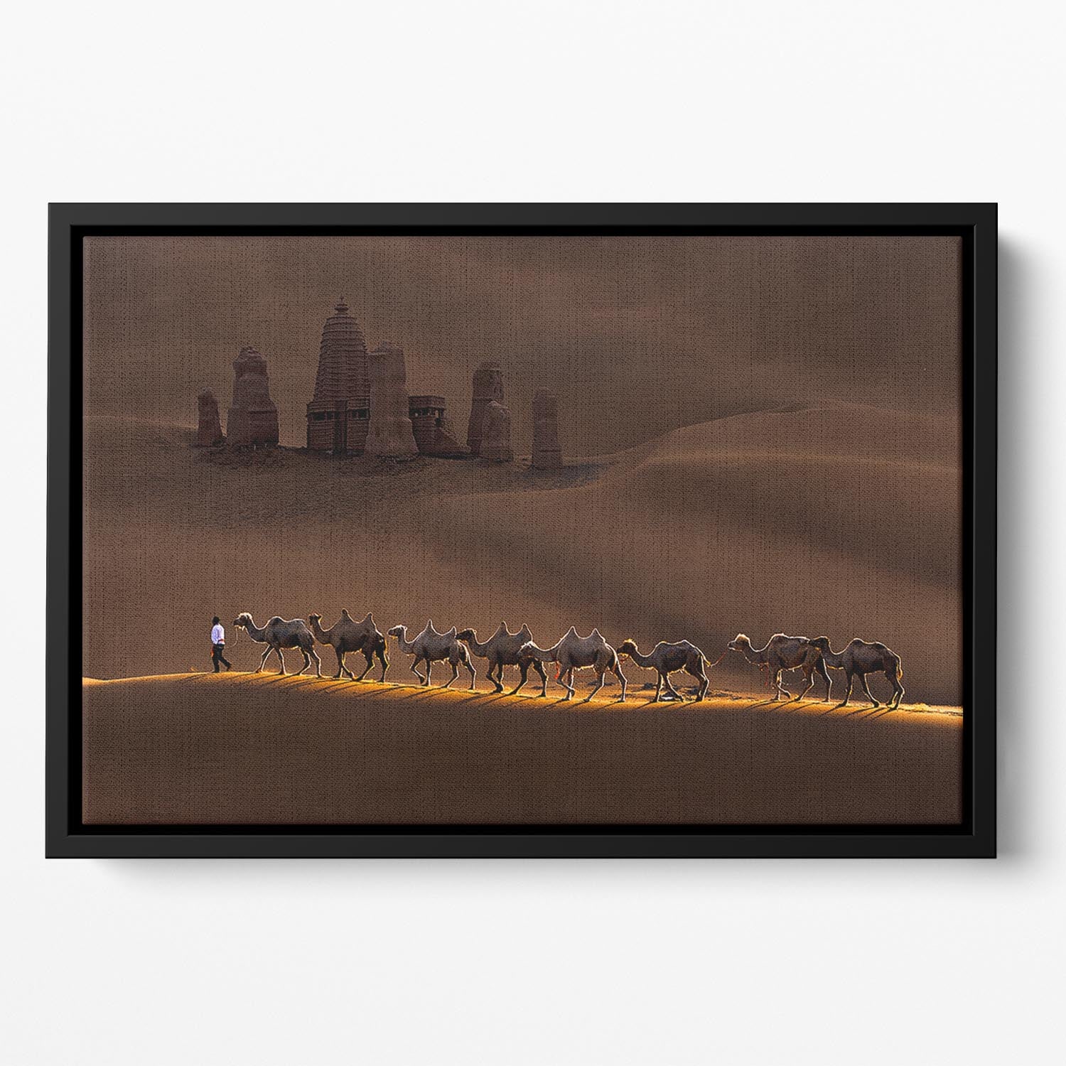 Castle And Camels Floating Framed Canvas - Canvas Art Rocks - 2