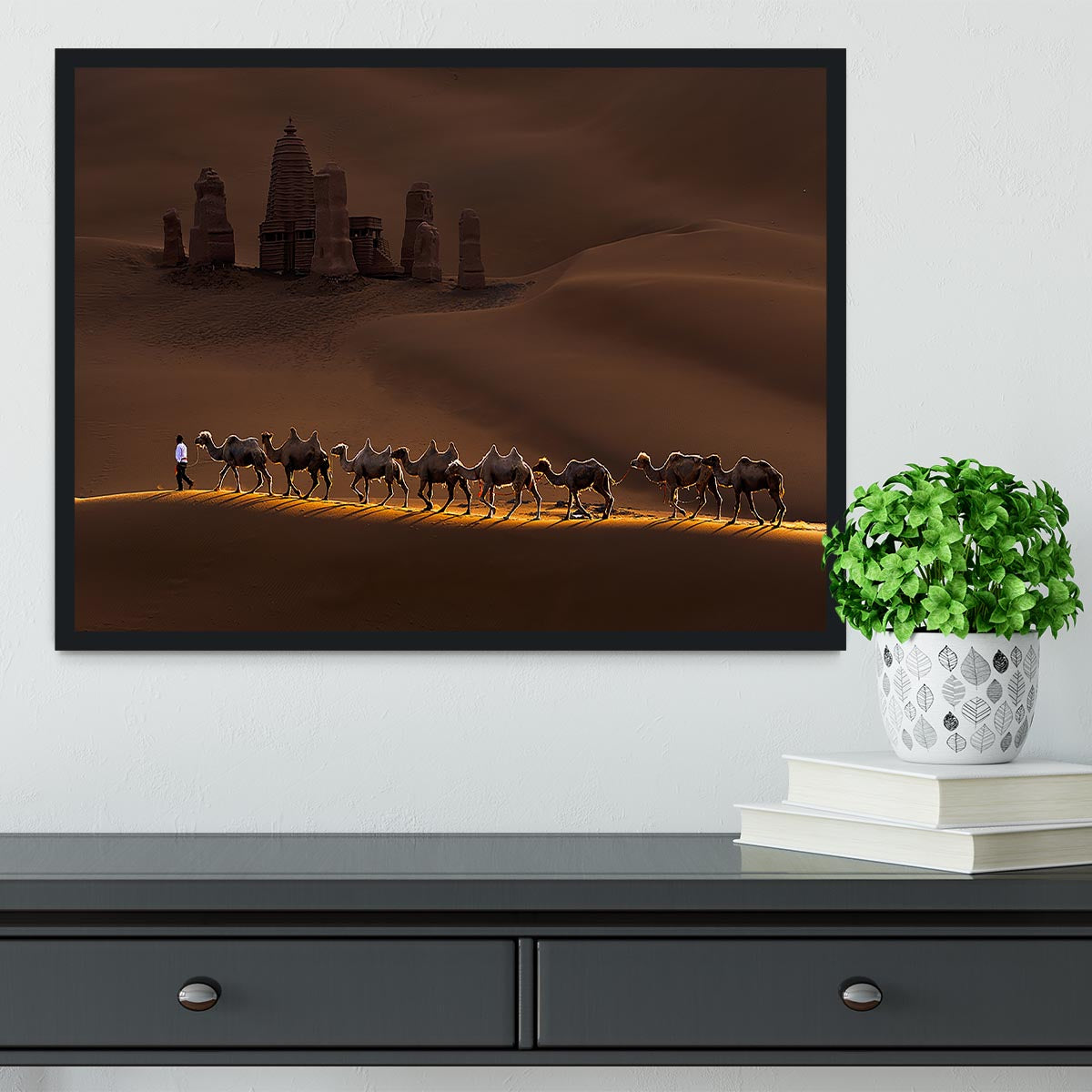 Castle And Camels Framed Print - Canvas Art Rocks - 2