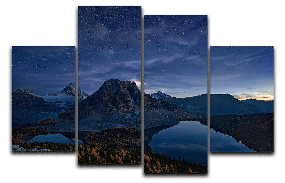 Starry Night At Mount Assiniboine 4 Split Panel Canvas - Canvas Art Rocks - 1