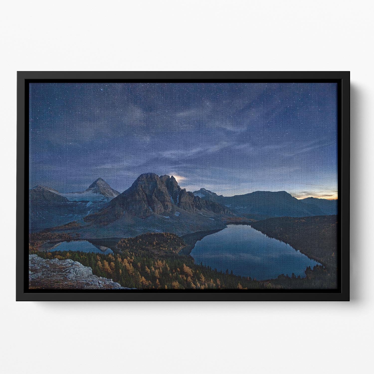 Starry Night At Mount Assiniboine Floating Framed Canvas - Canvas Art Rocks - 2