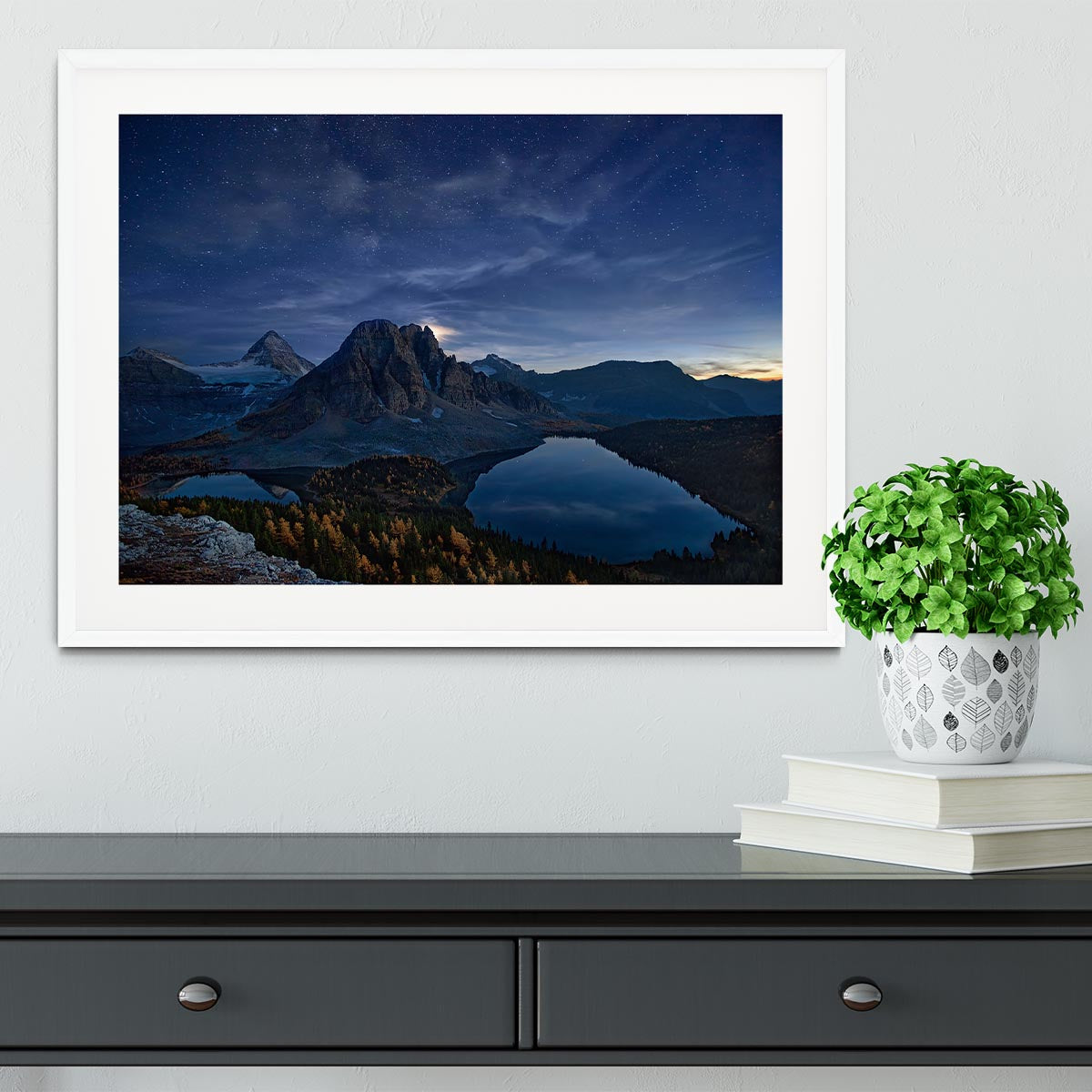 Starry Night At Mount Assiniboine Framed Print - Canvas Art Rocks - 5