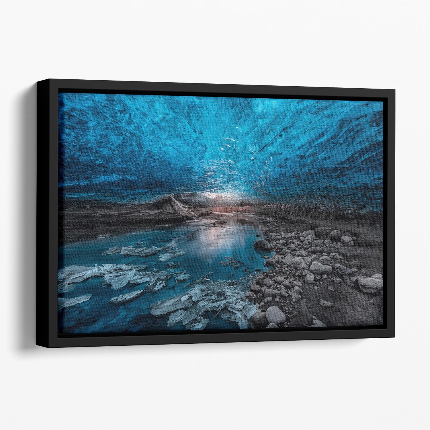 Ice Cave Floating Framed Canvas - Canvas Art Rocks - 1