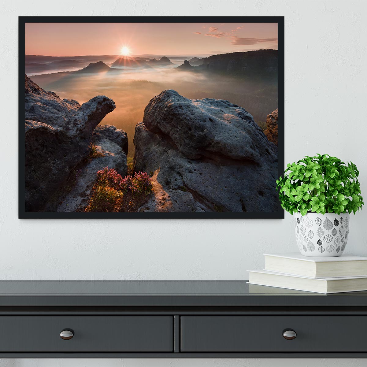 Sunrise On The Rocks Framed Print - Canvas Art Rocks - 2