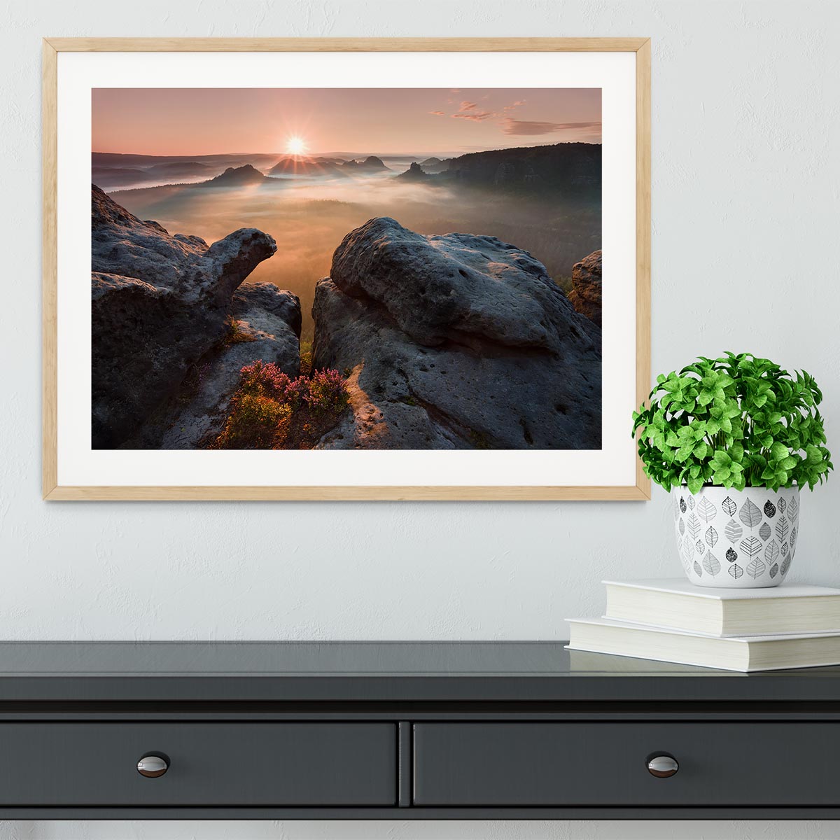 Sunrise On The Rocks Framed Print - Canvas Art Rocks - 3