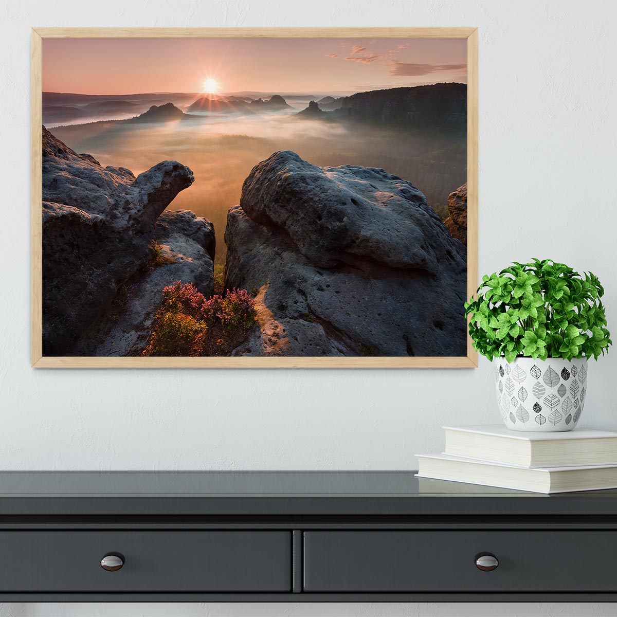 Sunrise On The Rocks Framed Print - Canvas Art Rocks - 4