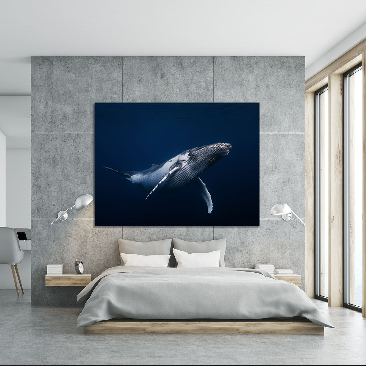 Humpback Whale In Blue Canvas Print or Poster - Canvas Art Rocks - 5