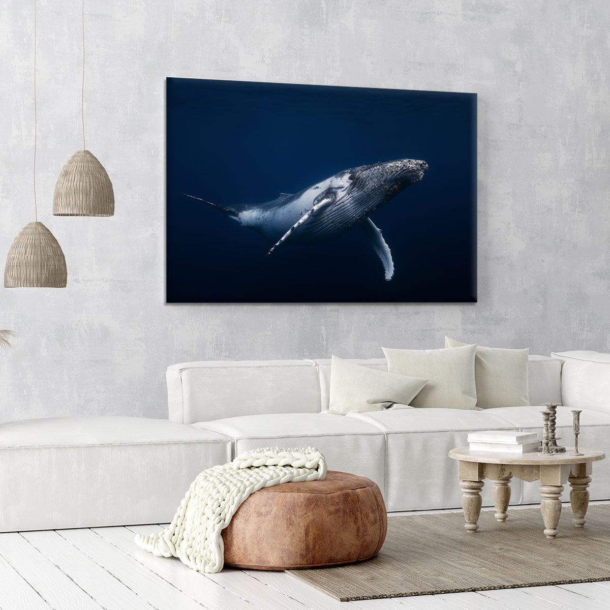 Humpback Whale In Blue Canvas Print or Poster - Canvas Art Rocks - 6