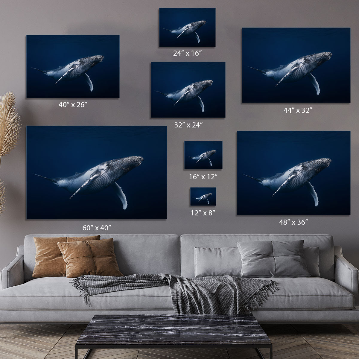 Humpback Whale In Blue Canvas Print or Poster - Canvas Art Rocks - 7