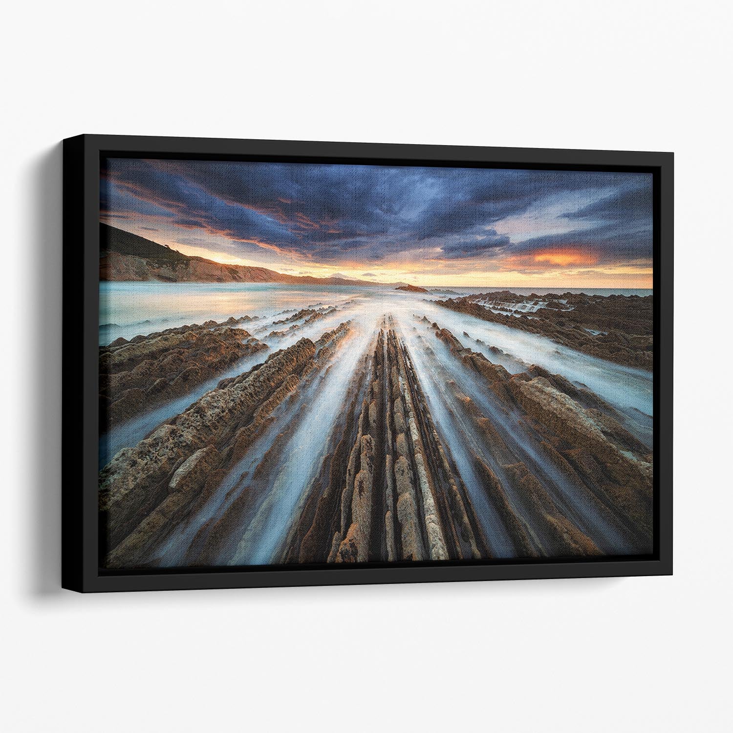 Zumaia Flysch Floating Framed Canvas - Canvas Art Rocks - 1