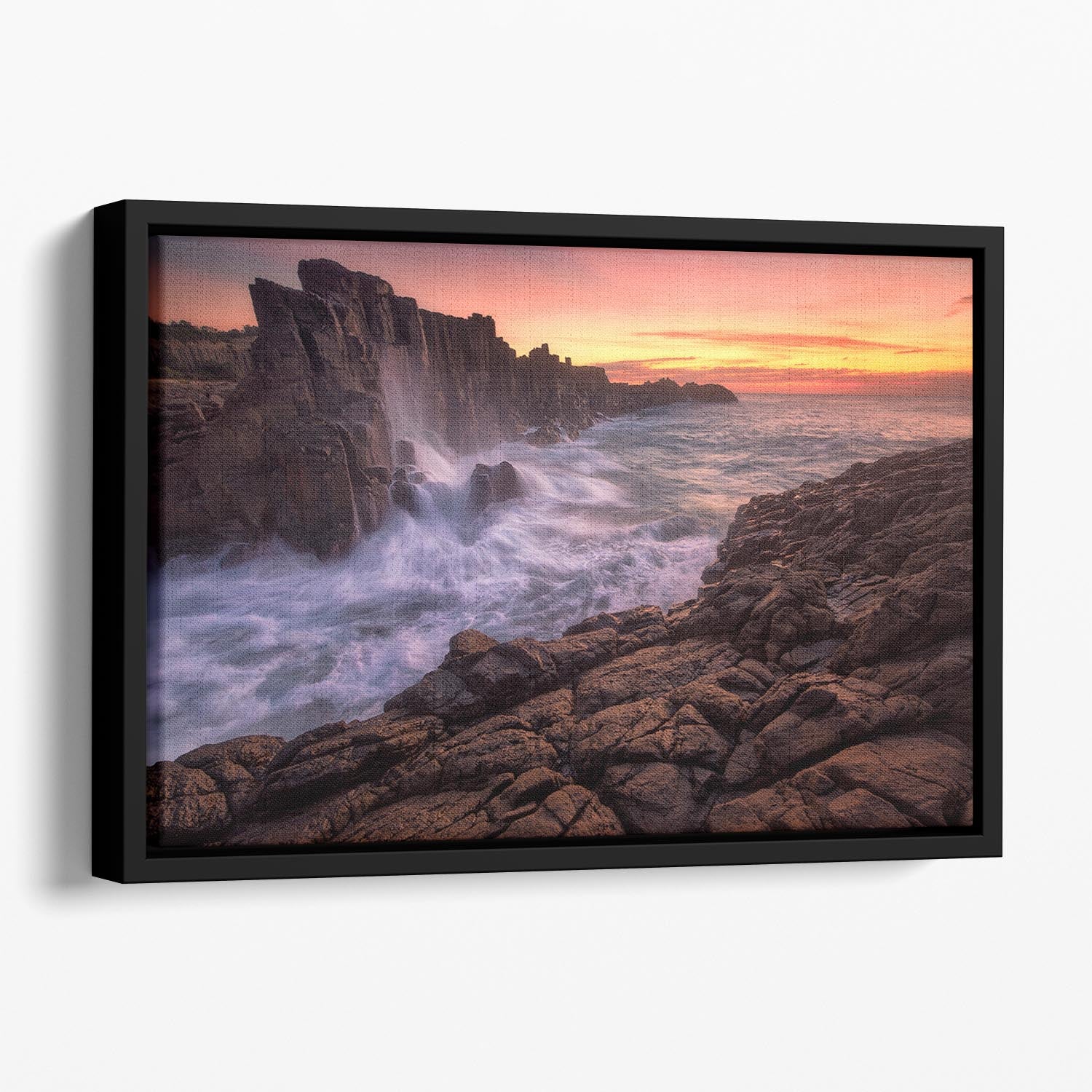 Wall By The Sea Floating Framed Canvas - Canvas Art Rocks - 1