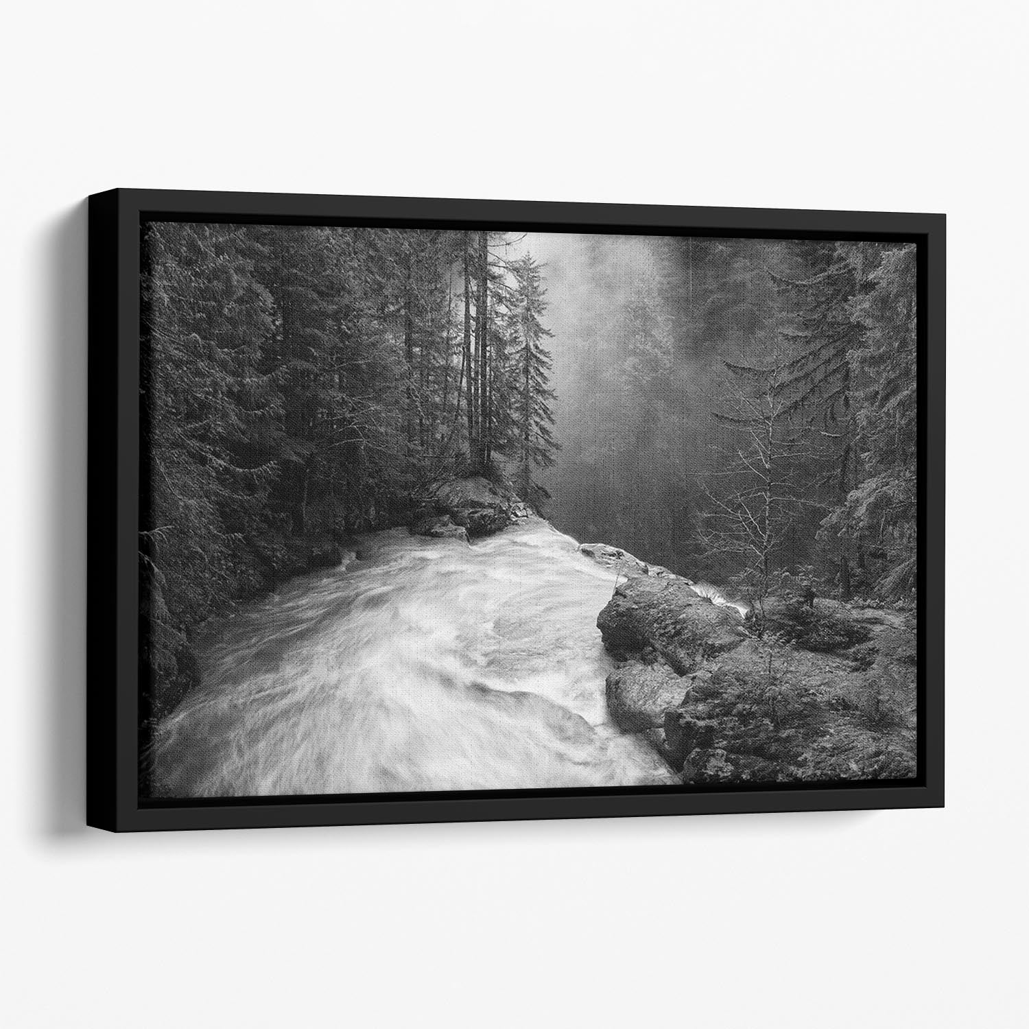 Over The Falls Floating Framed Canvas - Canvas Art Rocks - 1