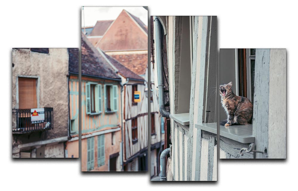 Cat In Window 4 Split Panel Canvas - Canvas Art Rocks - 1