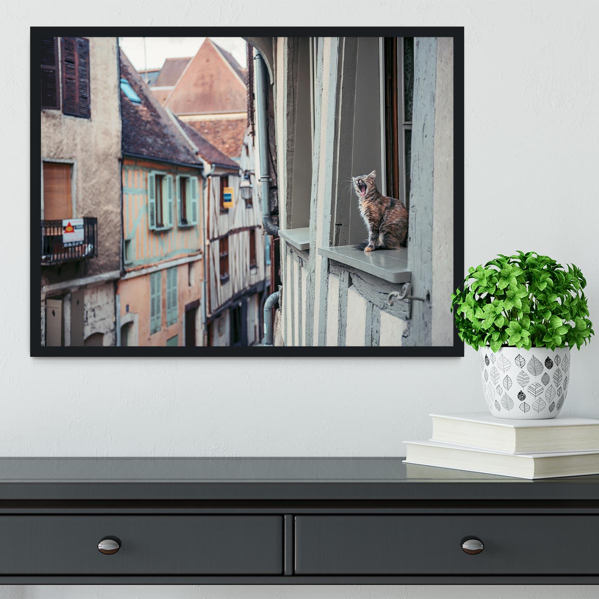 Cat In Window Framed Print - Canvas Art Rocks - 2