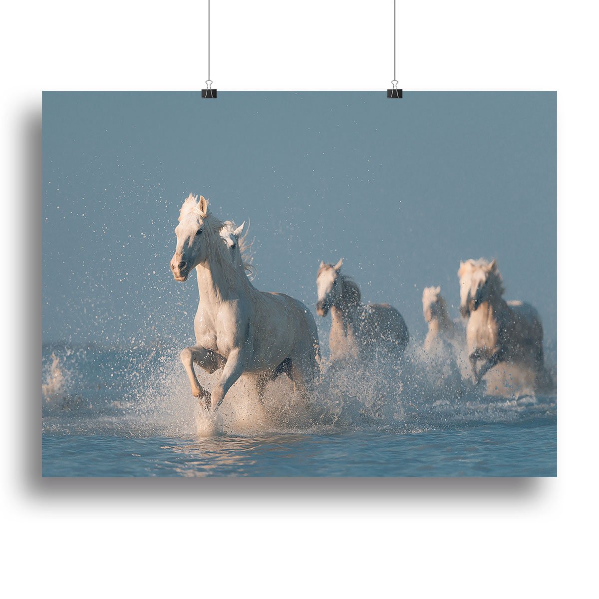 Wite Horses Running In Water Canvas Print or Poster - Canvas Art Rocks - 2