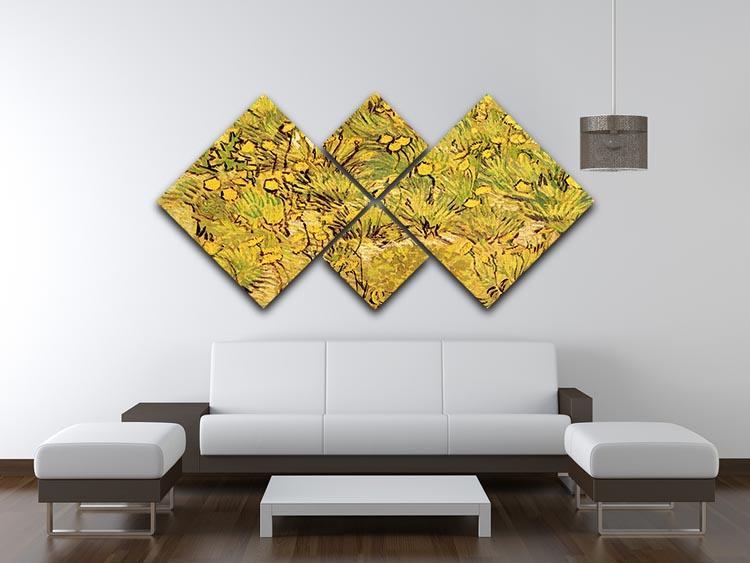 A Field of Yellow Flowers by Van Gogh 4 Square Multi Panel Canvas - Canvas Art Rocks - 3