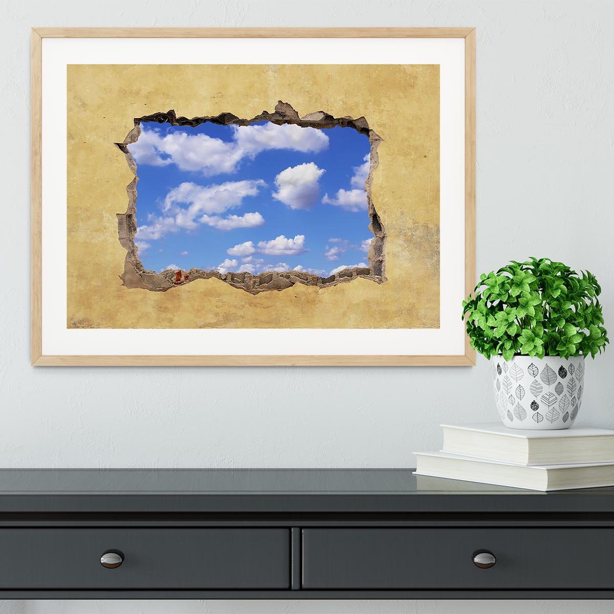 A Hole in a Wall with Blue Sky Framed Print - Canvas Art Rocks - 3