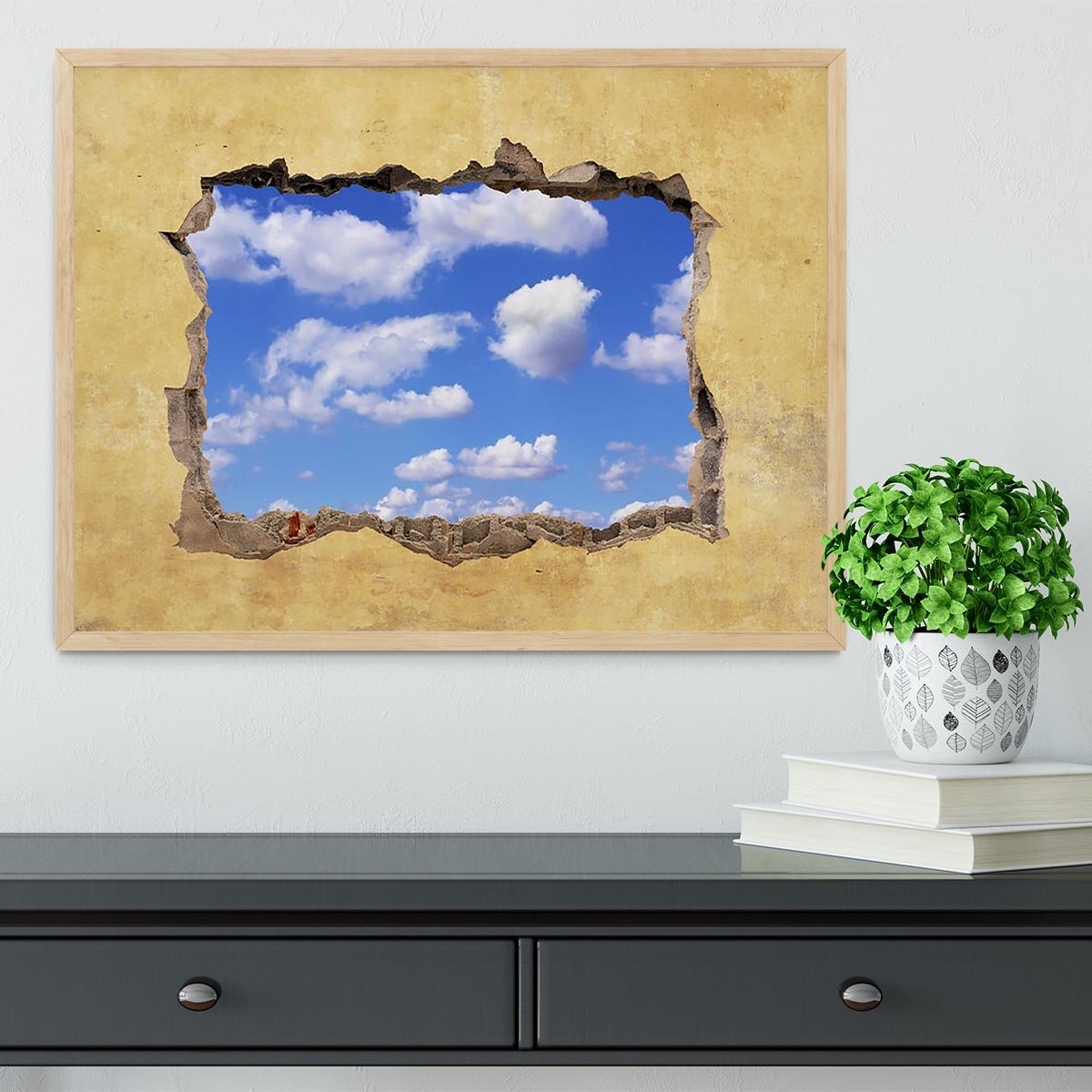 A Hole in a Wall with Blue Sky Framed Print - Canvas Art Rocks - 4