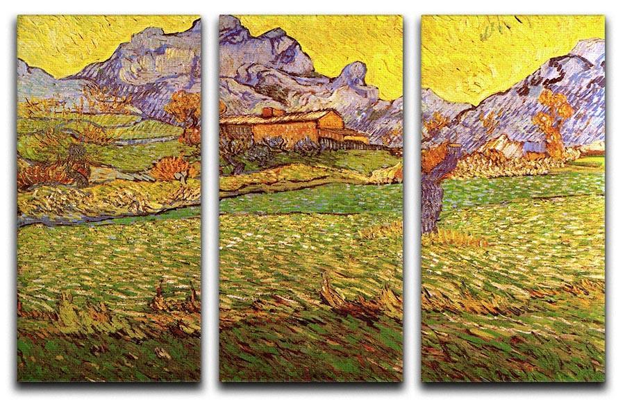 A Meadow in the Mountains Le Mas de Saint-Paul by Van Gogh 3 Split Panel Canvas Print - Canvas Art Rocks - 4