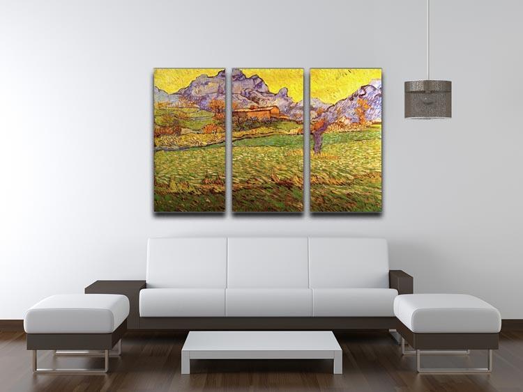 A Meadow in the Mountains Le Mas de Saint-Paul by Van Gogh 3 Split Panel Canvas Print - Canvas Art Rocks - 4
