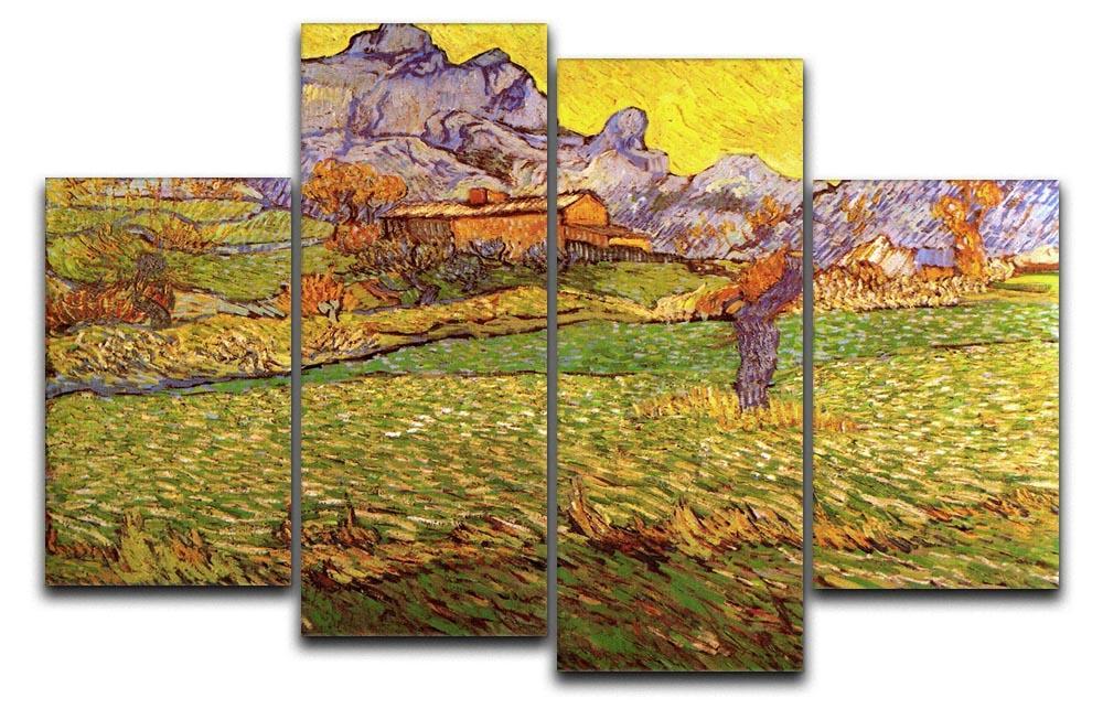 A Meadow in the Mountains Le Mas de Saint-Paul by Van Gogh 4 Split Panel Canvas  - Canvas Art Rocks - 1