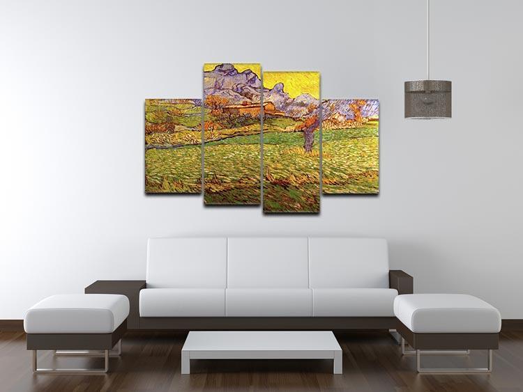 A Meadow in the Mountains Le Mas de Saint-Paul by Van Gogh 4 Split Panel Canvas - Canvas Art Rocks - 3
