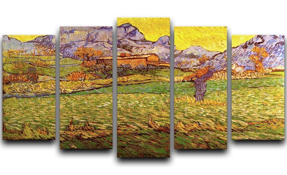A Meadow in the Mountains Le Mas de Saint-Paul by Van Gogh 5 Split Panel Canvas  - Canvas Art Rocks - 1