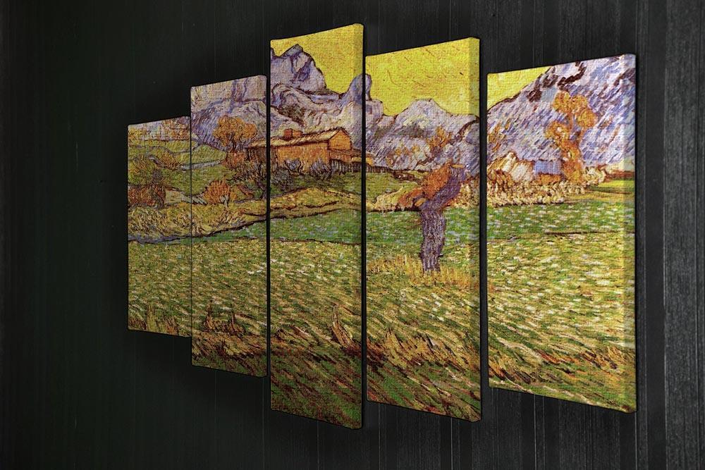 A Meadow in the Mountains Le Mas de Saint-Paul by Van Gogh 5 Split Panel Canvas - Canvas Art Rocks - 2