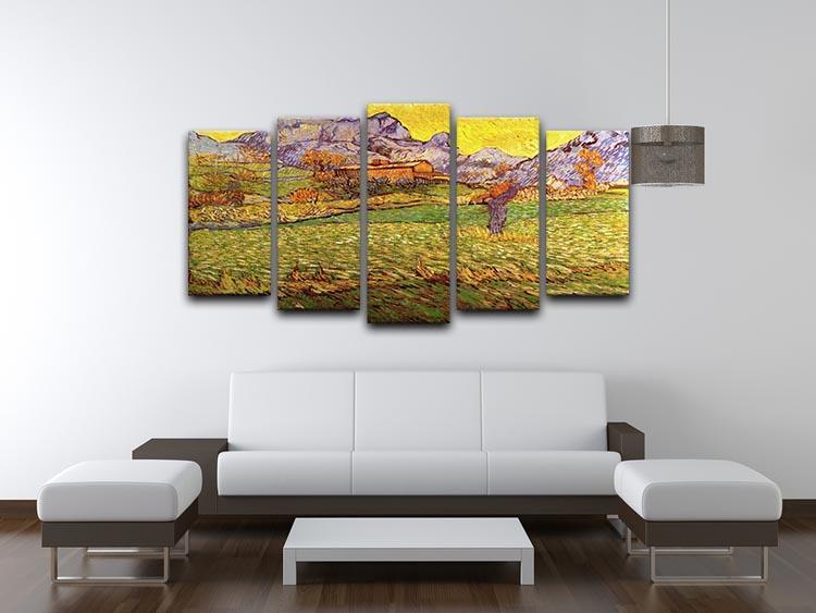 A Meadow in the Mountains Le Mas de Saint-Paul by Van Gogh 5 Split Panel Canvas - Canvas Art Rocks - 3