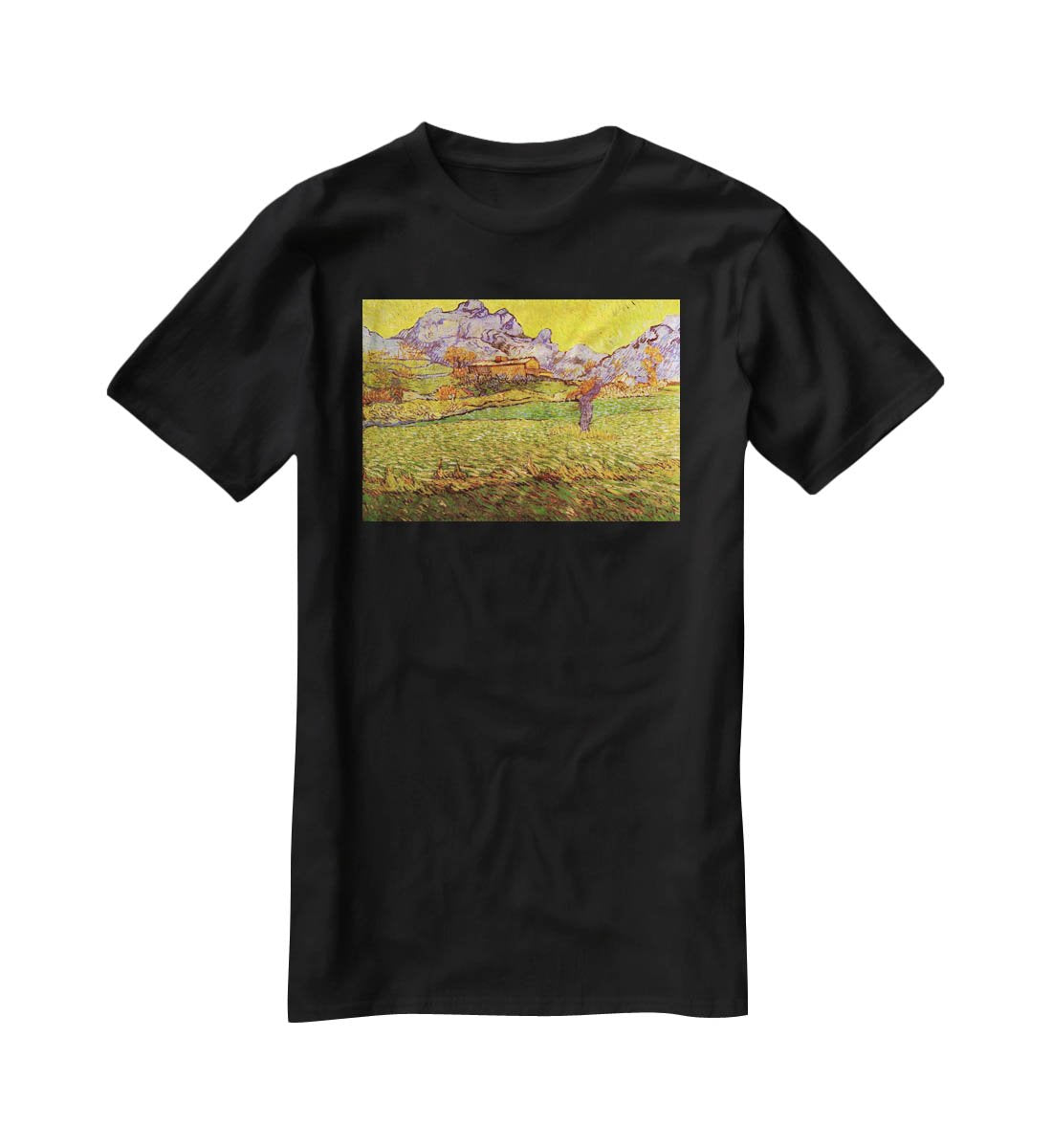 A Meadow in the Mountains Le Mas de Saint-Paul by Van Gogh T-Shirt - Canvas Art Rocks - 1