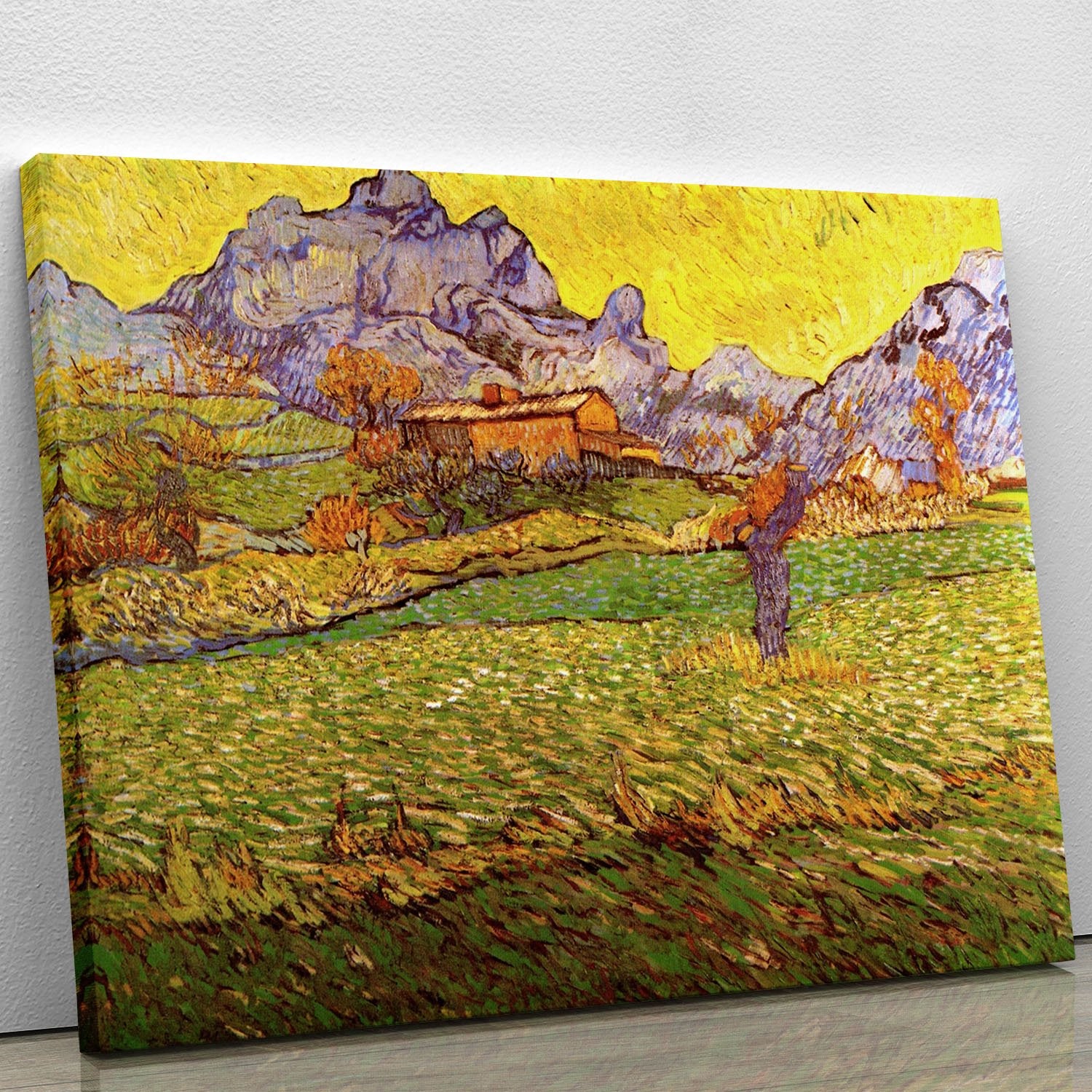 A Meadow in the Mountains Le Mas de Saint-Paul by Van Gogh Canvas Print or Poster