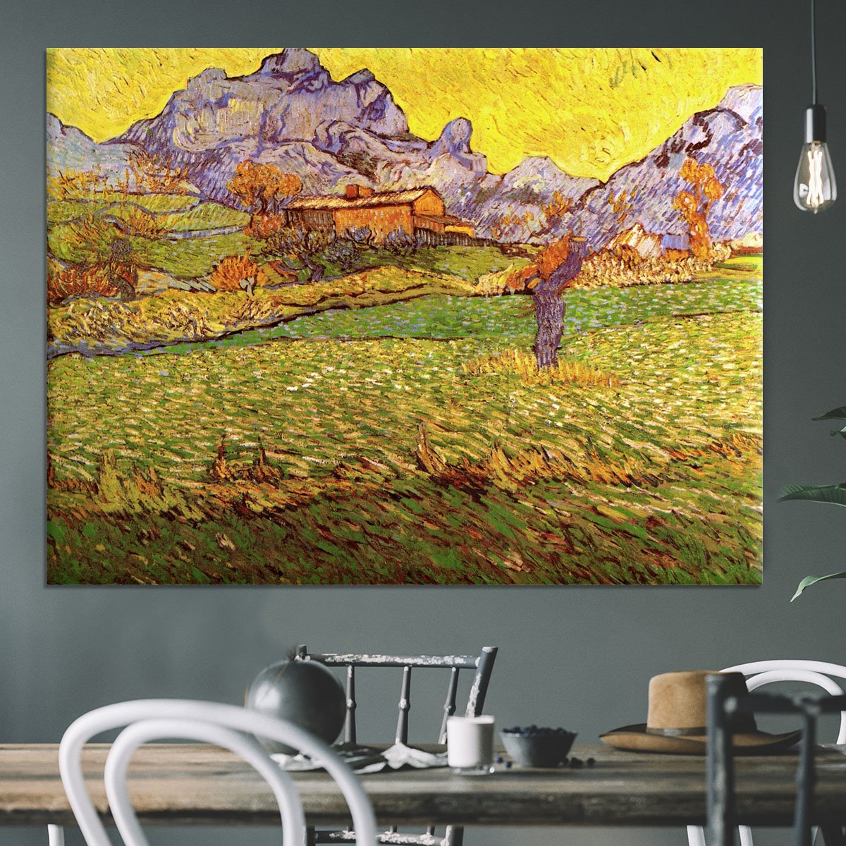A Meadow in the Mountains Le Mas de Saint-Paul by Van Gogh Canvas Print or Poster
