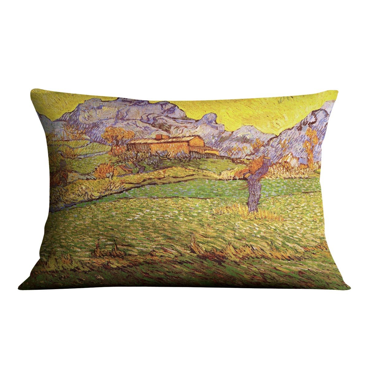 A Meadow in the Mountains Le Mas de Saint-Paul by Van Gogh Throw Pillow