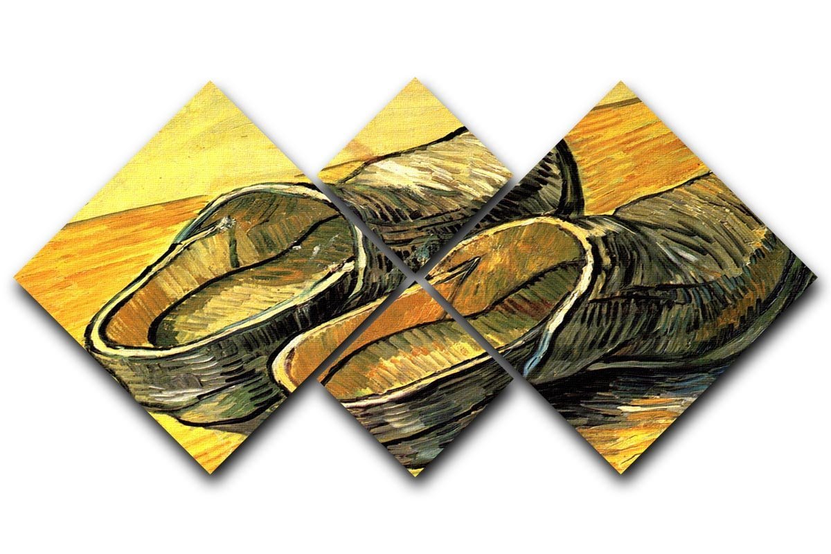 A Pair of Leather Clogs by Van Gogh 4 Square Multi Panel Canvas  - Canvas Art Rocks - 1