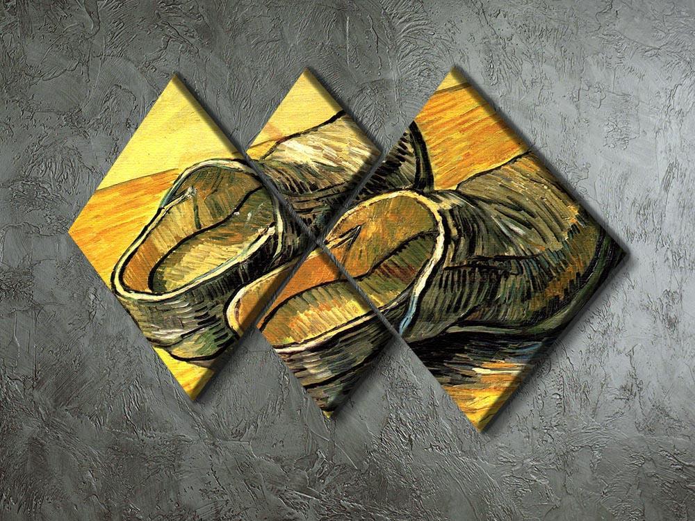 A Pair of Leather Clogs by Van Gogh 4 Square Multi Panel Canvas - Canvas Art Rocks - 2