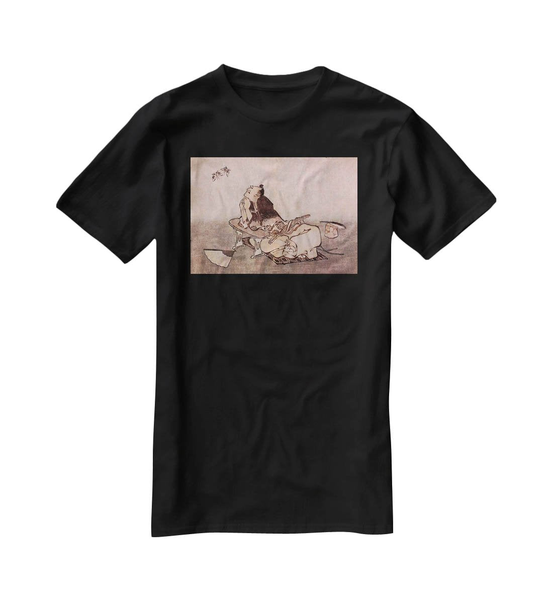 A Philospher looking at two butterflies by Hokusai T-Shirt - Canvas Art Rocks - 1