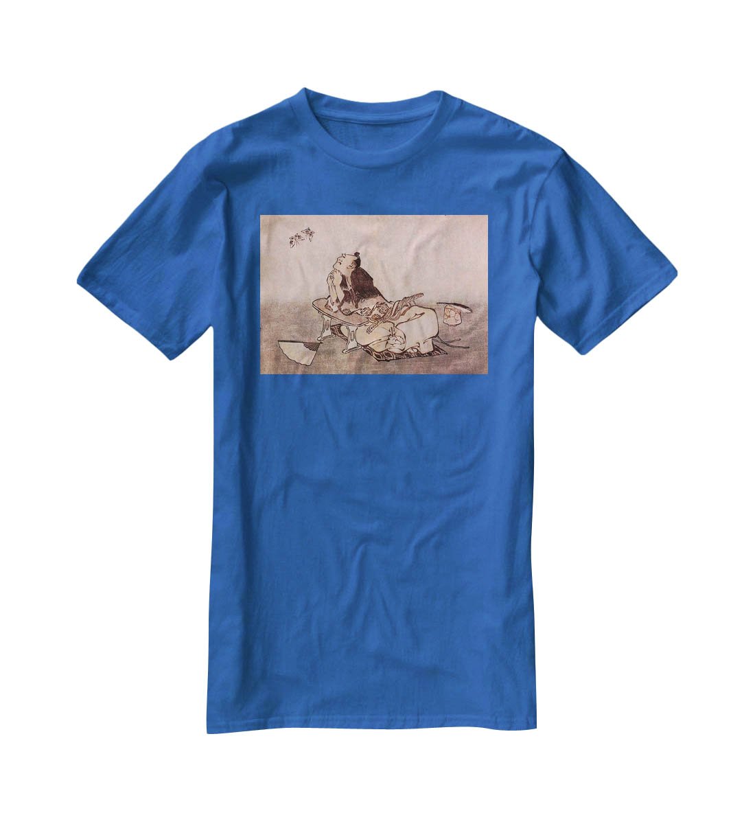 A Philospher looking at two butterflies by Hokusai T-Shirt - Canvas Art Rocks - 2