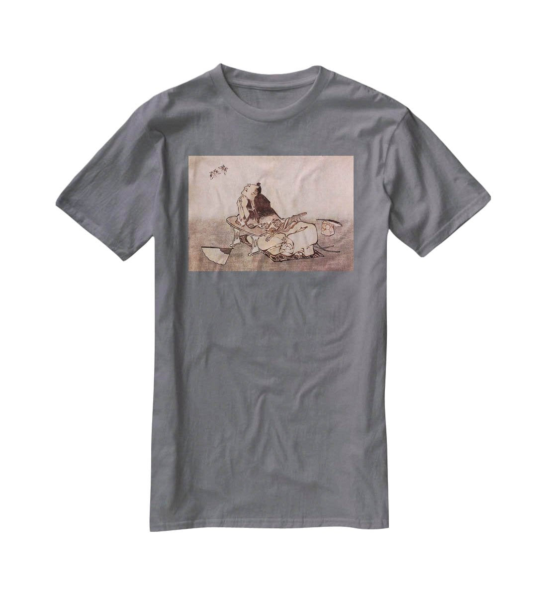 A Philospher looking at two butterflies by Hokusai T-Shirt - Canvas Art Rocks - 3