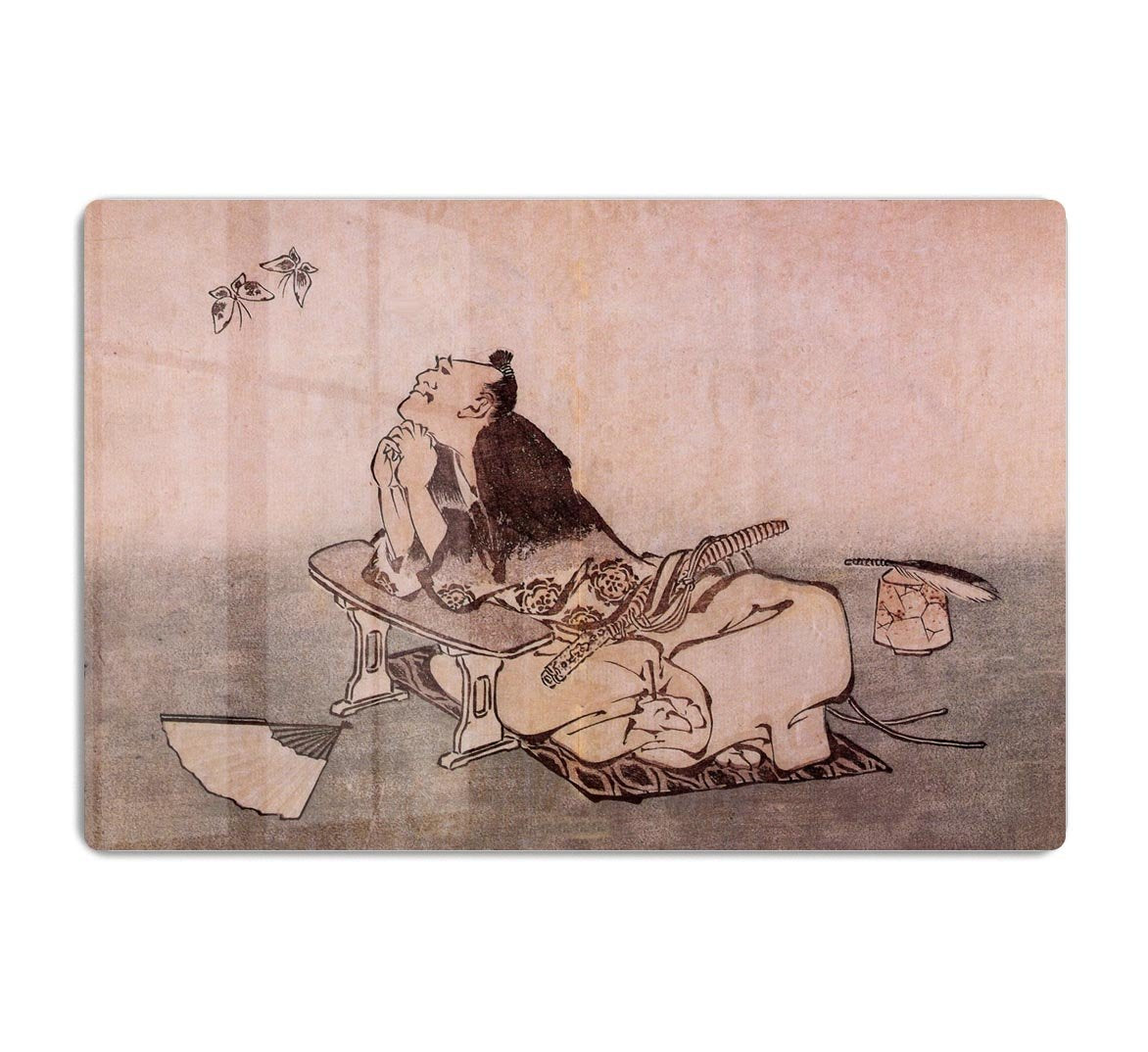 A Philospher looking at two butterflies by Hokusai HD Metal Print