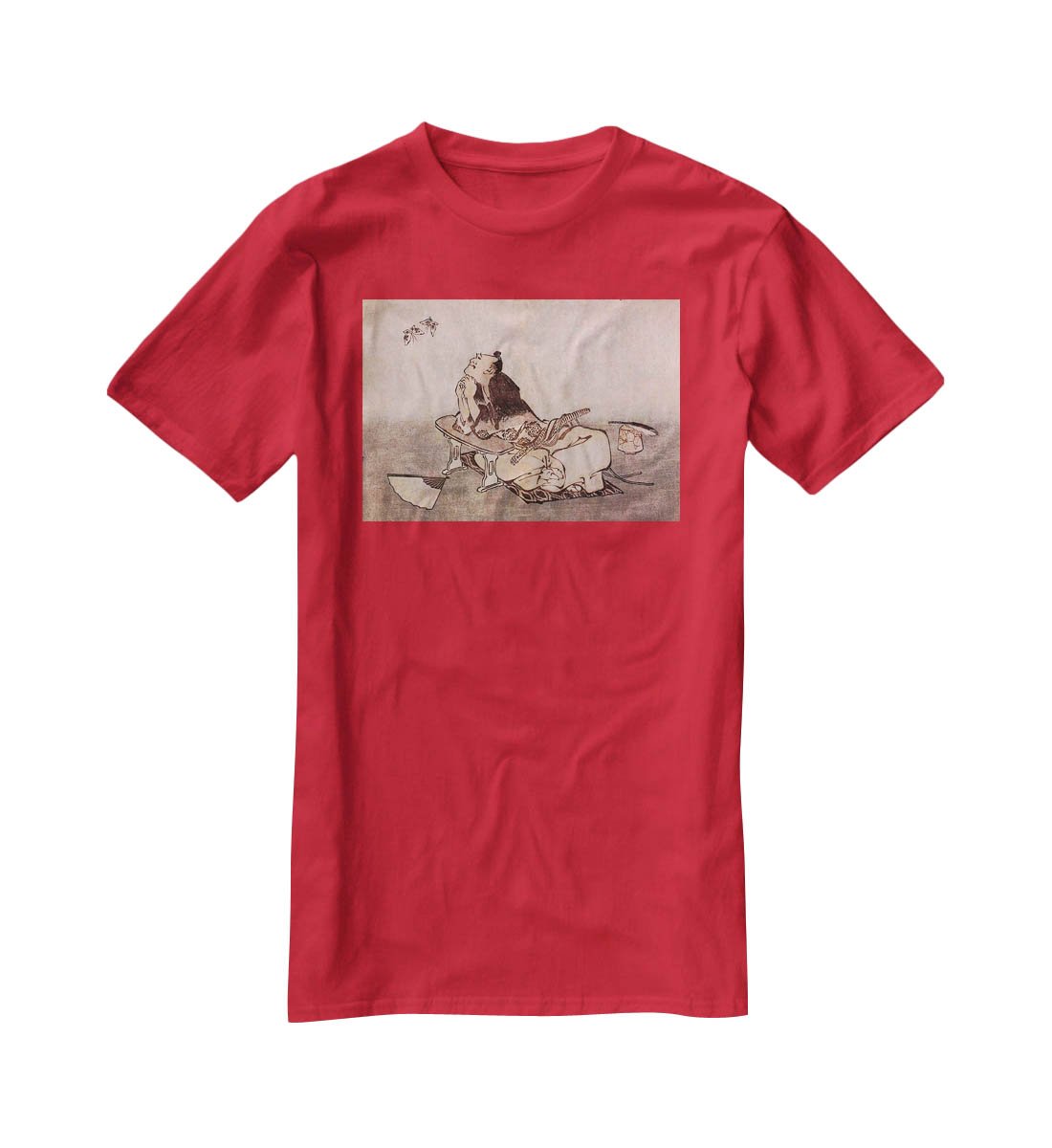 A Philospher looking at two butterflies by Hokusai T-Shirt - Canvas Art Rocks - 4