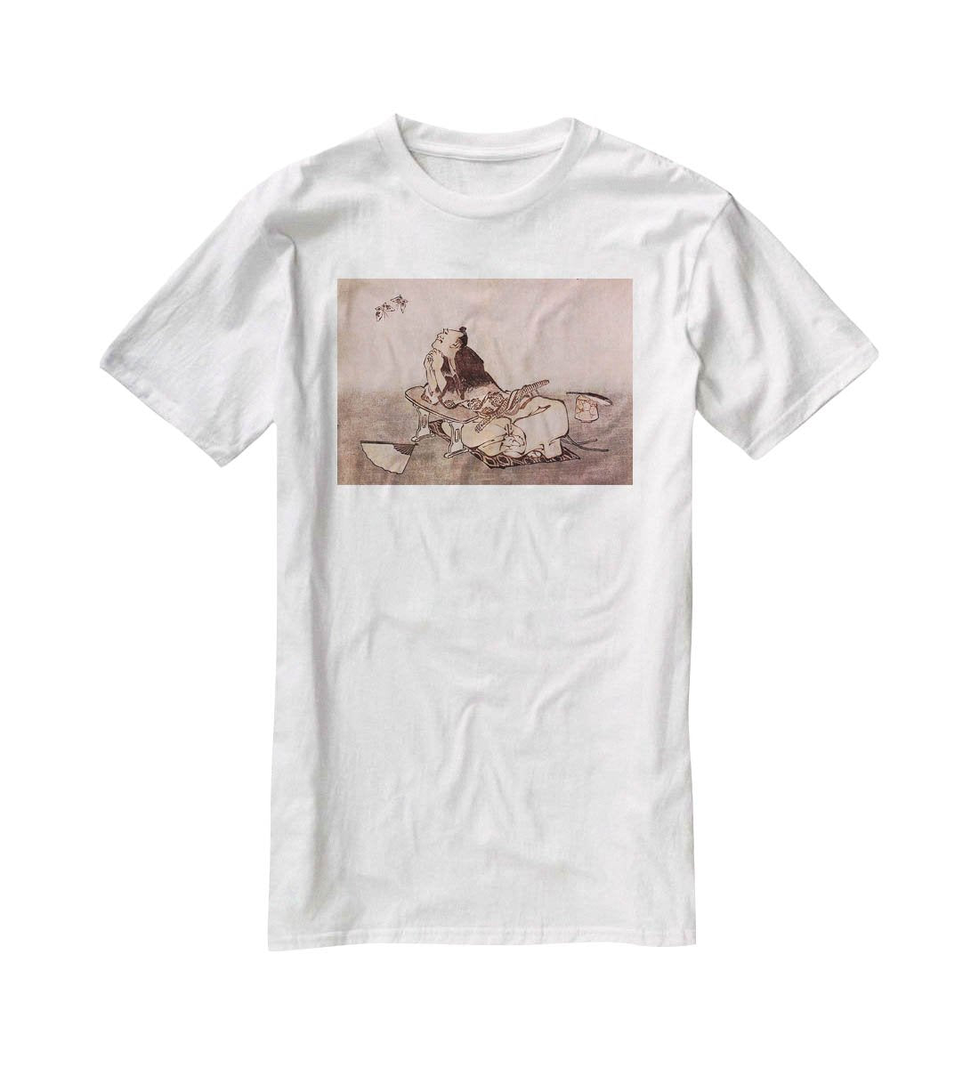 A Philospher looking at two butterflies by Hokusai T-Shirt - Canvas Art Rocks - 5